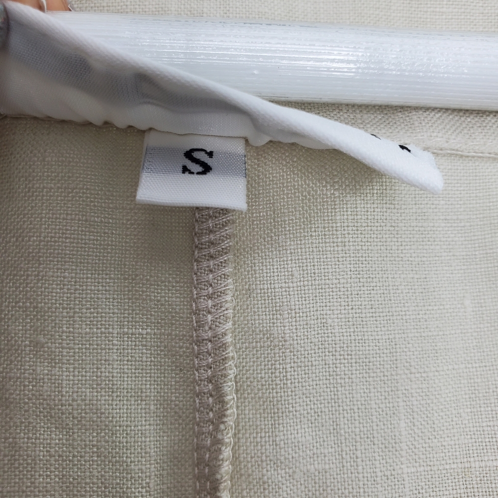 Bryn Walker Linen Tunic Top Button Down Neutral Lagenlook Oversized Minimal - Picture 8 of 9